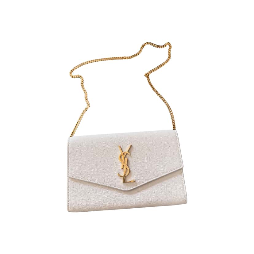 Saint Laurent Uptown Chain Waller Bag White Leather Never worn - Front View