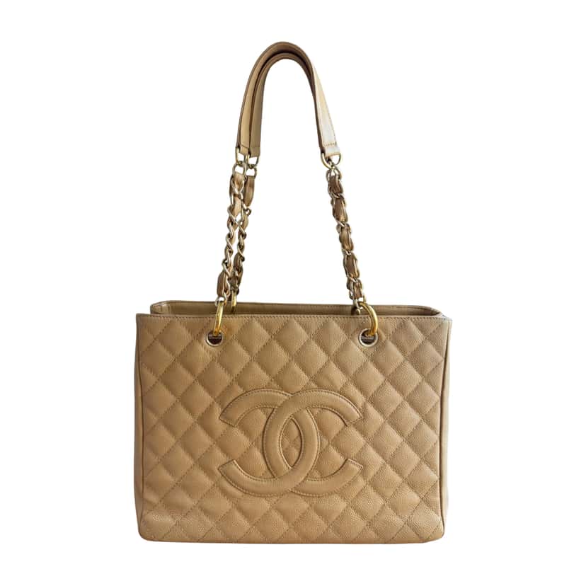 Chanel GST Tote Beige Leather Good condition - Front View