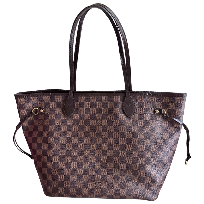 Louis Vuitton Neverfull MM-Damier Ebene Brown Leather Very good condition - Front View
