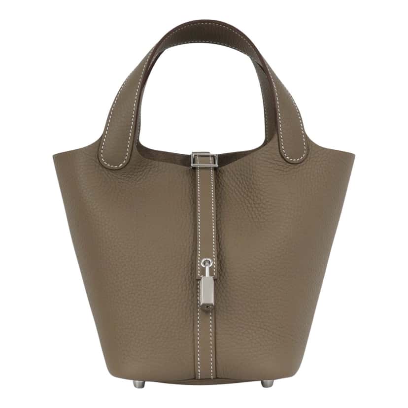 Hermès Picotin 18 Etoupe Clemence Grey Leather Good condition - Front View