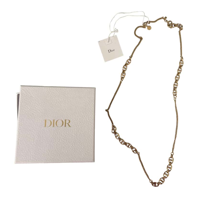 Dior CD Navy  Necklace Gold Never worn, with tag - Front View