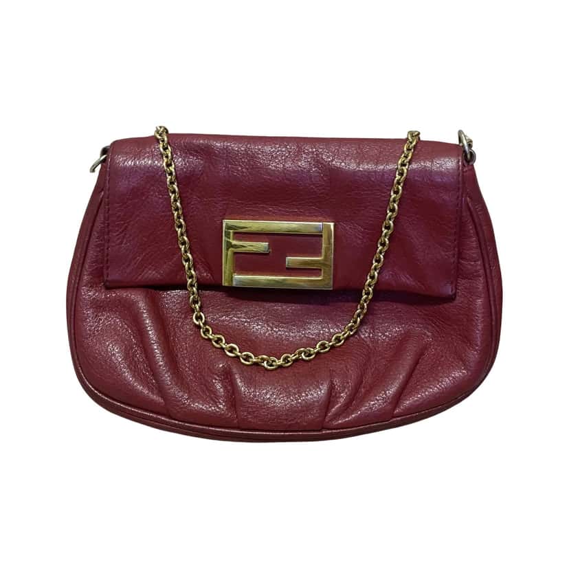 Fendi Fendista Pochette Crossbody Bag Burgundy Very good condition - Front View