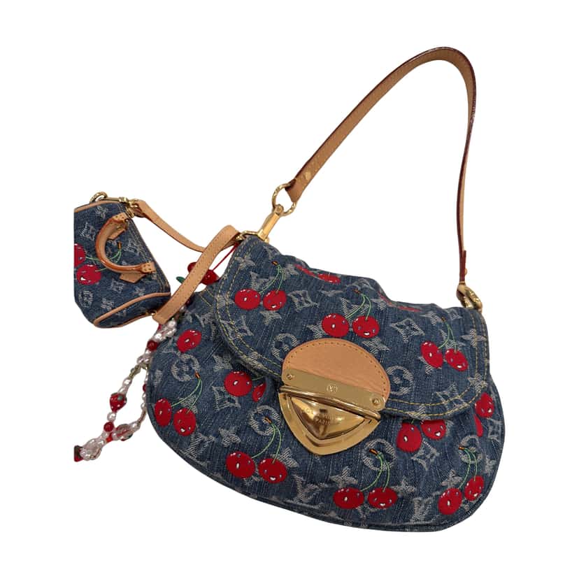 Louis Vuitton Takashi Murakami Cherry Bag Blue Denim Very good condition - Front View
