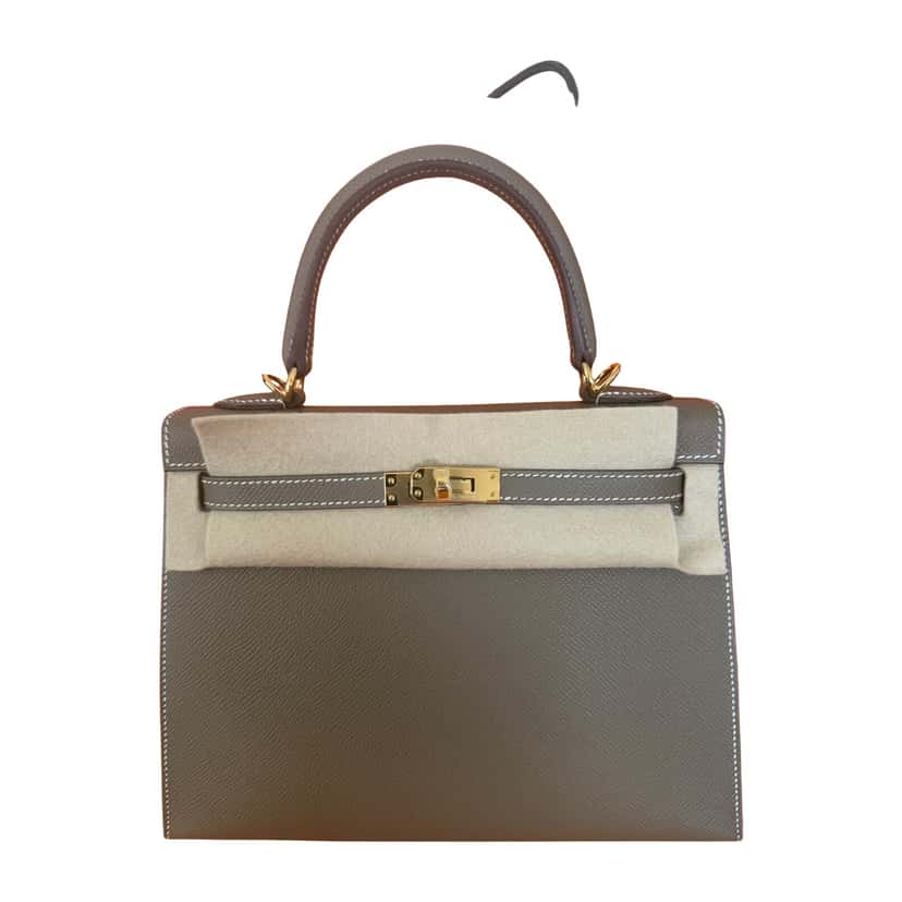 Hermès Kelly 25 Epsom Etoupe Beige Leather Never worn, with tag - Front View