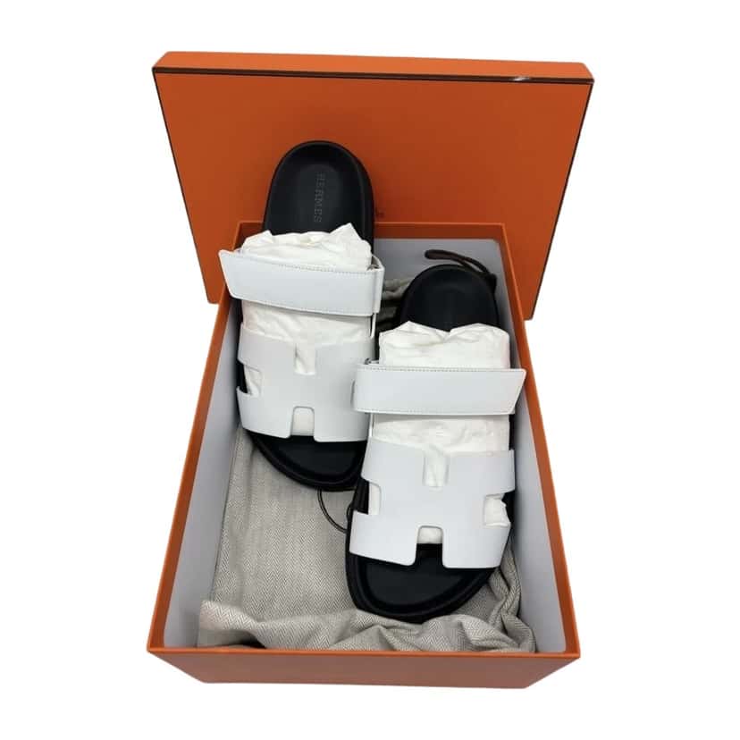 Hermès Chypre White Leather Never worn - Front View