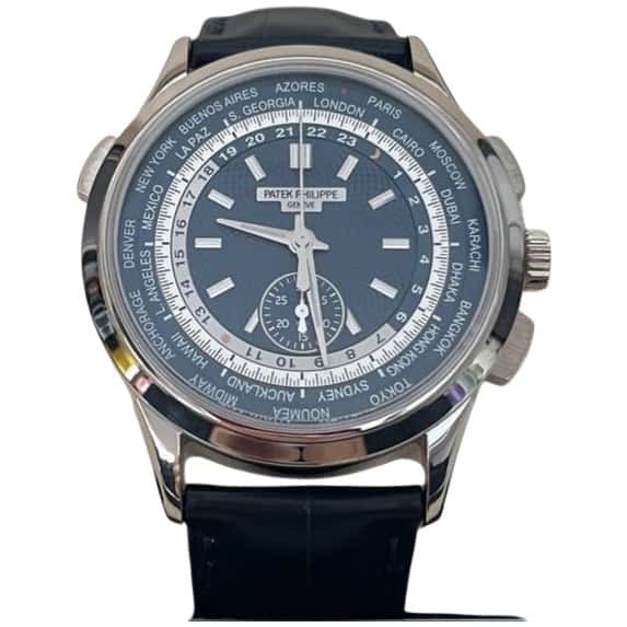 Patek Philippe World Time Complicated Chronograph 39mm Blue Never worn - Front View