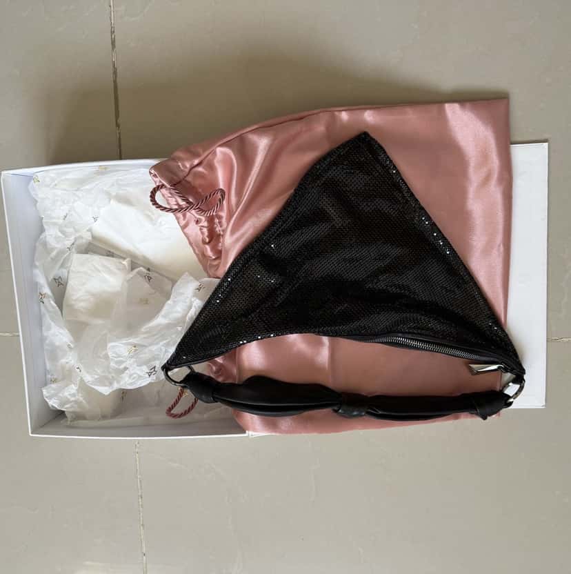 Amina Muaddi Amina Muaddi Handbag Black Leather Never worn, with tag - Back View