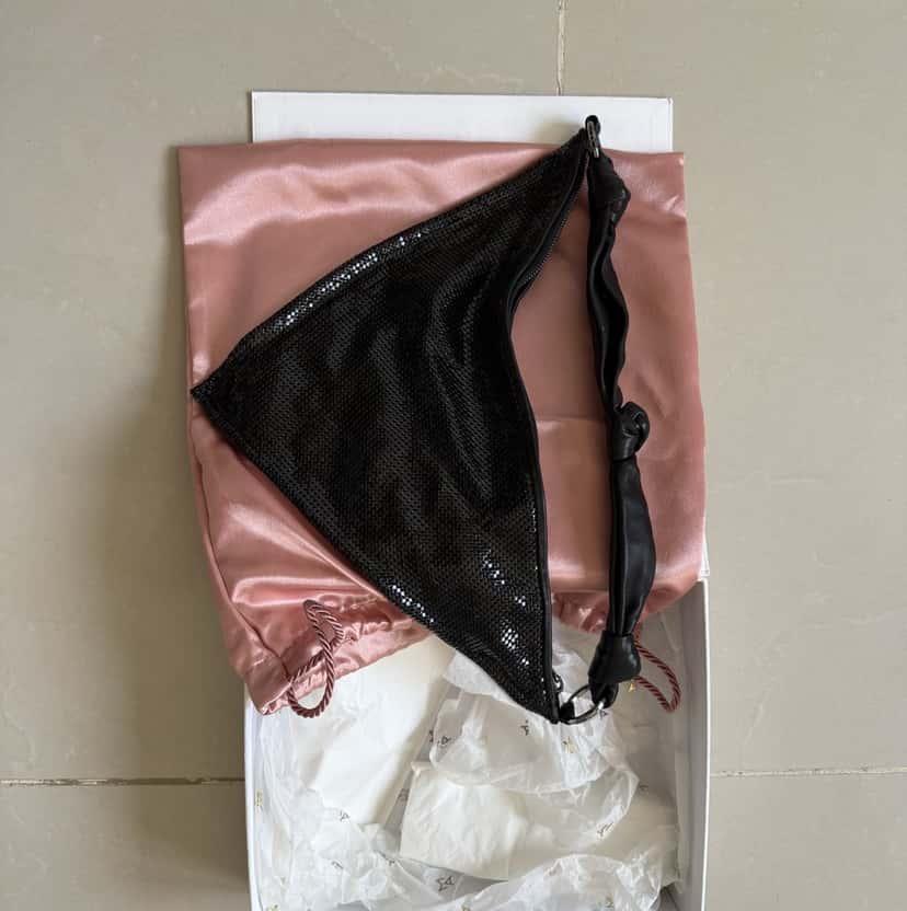 Amina Muaddi Amina Muaddi Handbag Black Leather Never worn, with tag - Inside View