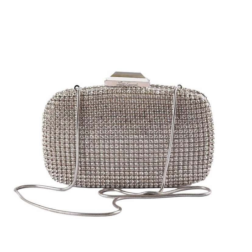 Luisa Spagnoli Knot Strass Clutch Silver Silver Very good condition - Front View