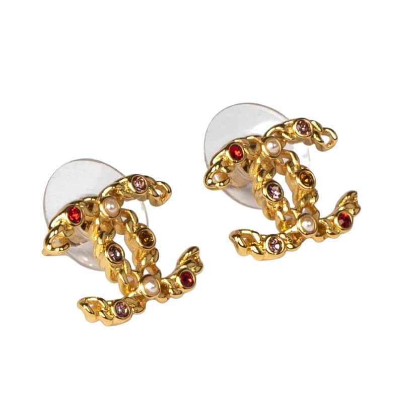 Chanel CC Earrings Gold Never worn - Front View
