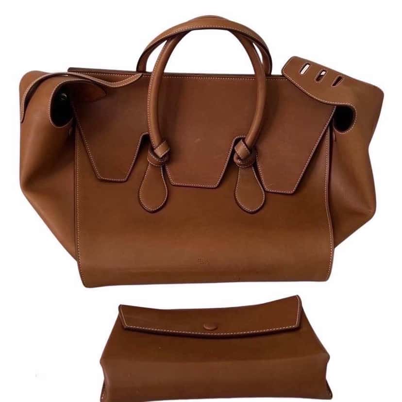 Celine Tie Knot Bag Brown Leather Gold Good condition - Front View