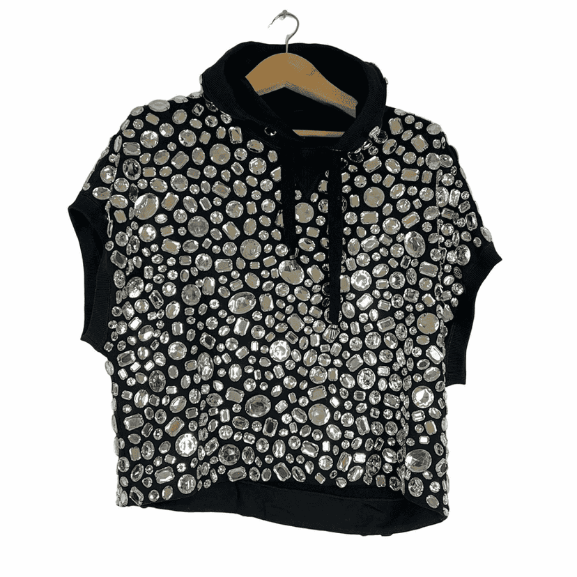 Dolce & Gabbana Embellished Hoodie Black Cotton Very good condition - Front View