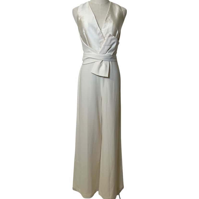 Max Mara Pianoforte Jumpsuit White Silk Very good condition - Front View