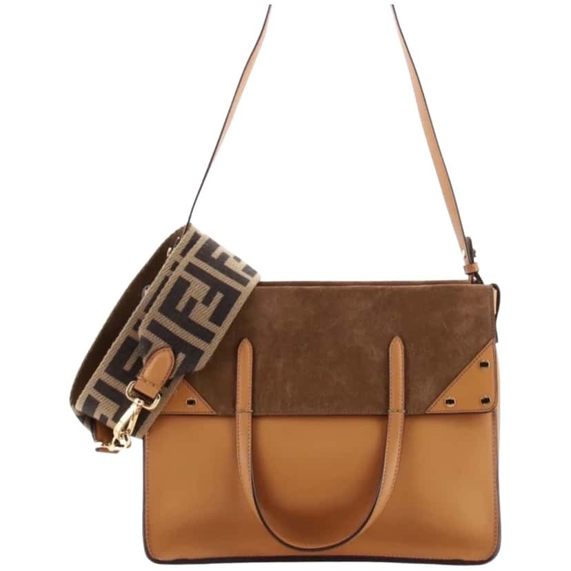 Fendi Flip Leather Bag Brown Leather Leather Never worn - Front View