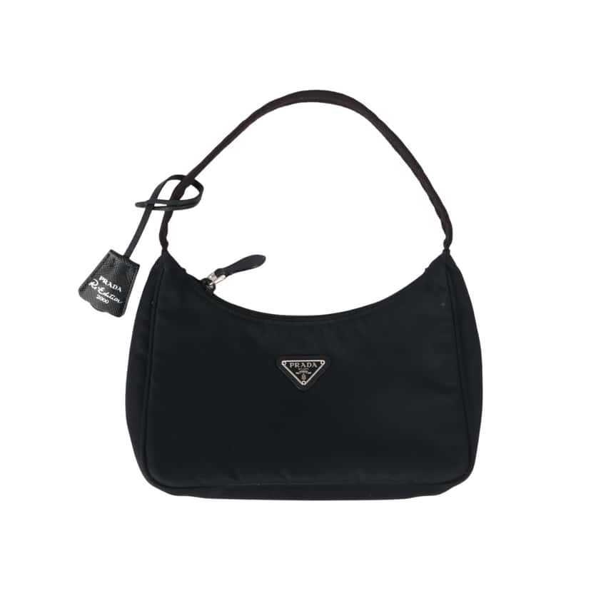 Prada Re-Edition 2000 Mini-Bag Black Silver Never worn - Front View