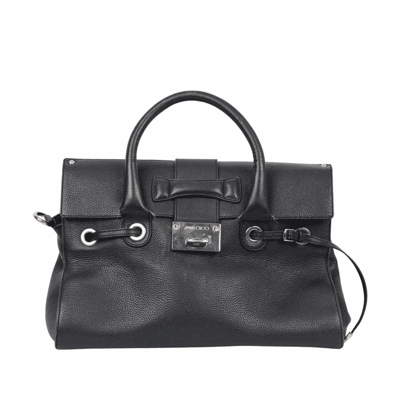 Jimmy Choo Rebel Tote Black Leather Gold Good condition - Front View