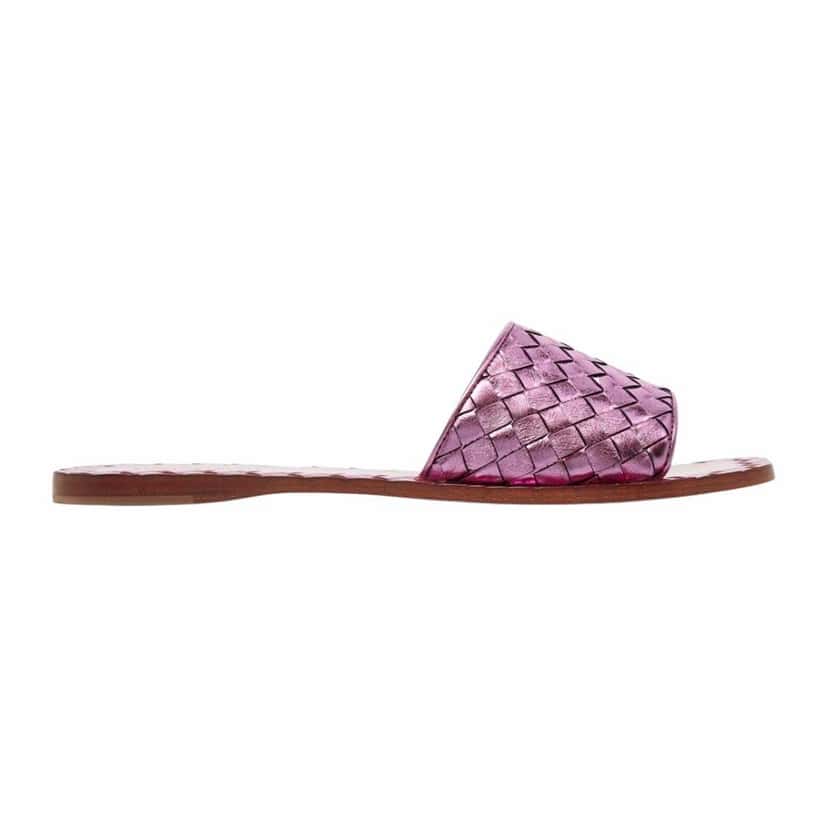 Bottega Veneta Intrecciato Flat Sandals Purple Leather Never worn - Front View