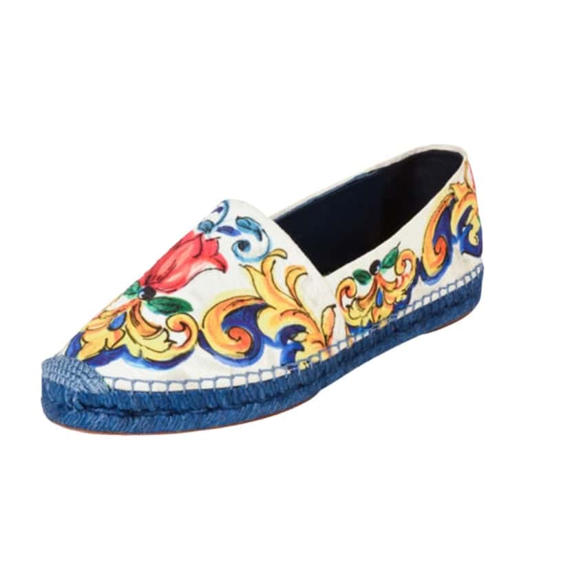 Dolce & Gabbana Majolica Print Espadrilles MultiColor Canvas Never worn - Front View
