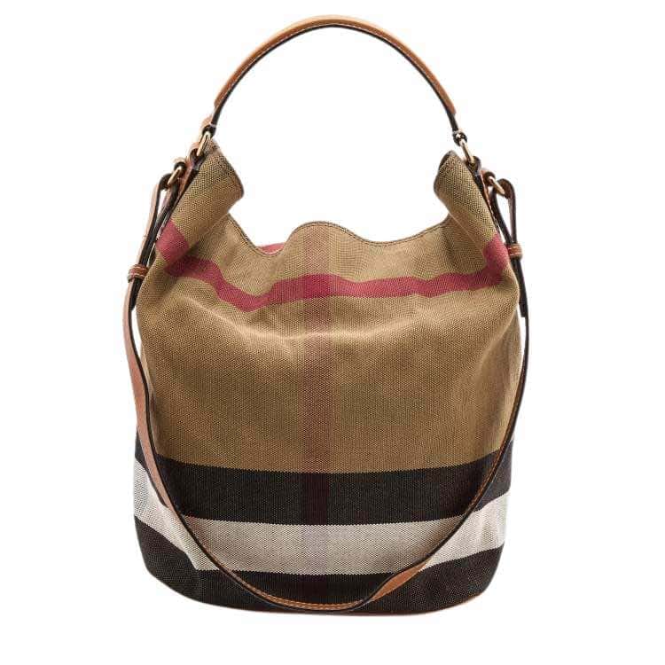 Burberry Ashby Hobo Brown Canvas Leather Good condition - Front View