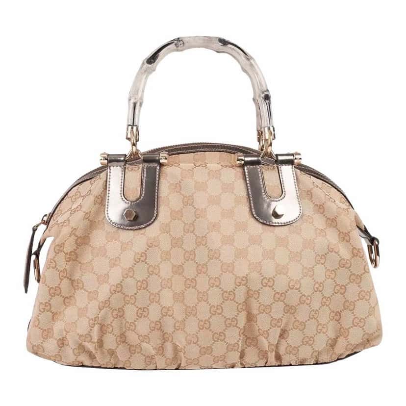Gucci Pop Bamboo Tote Beige Leather Very good condition - Front View