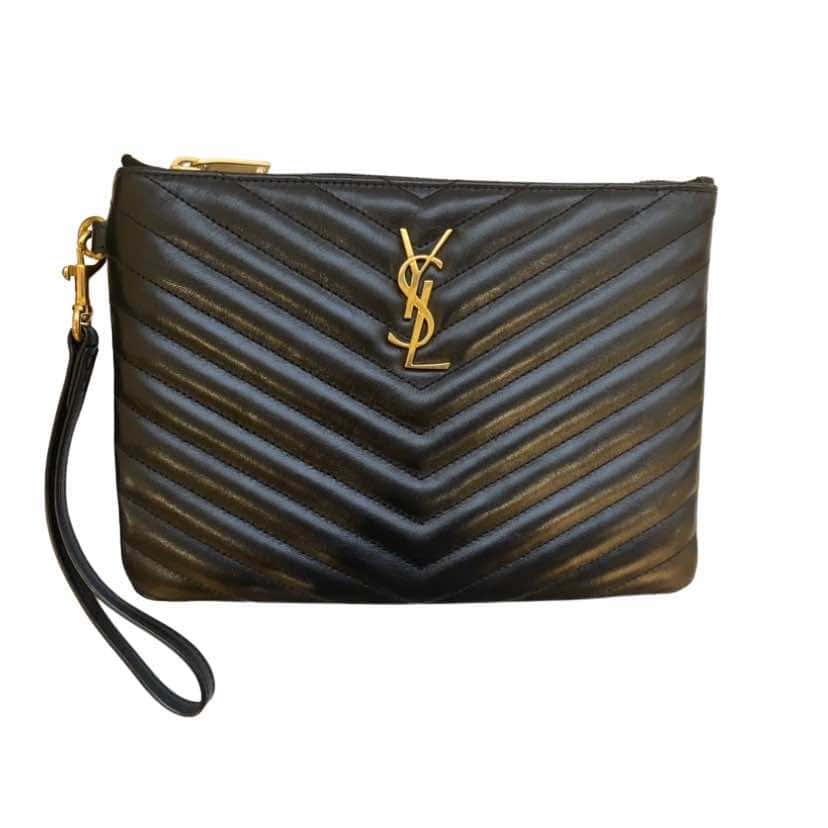 Saint Laurent Cassandre Clutch Black Leather Leather Very good condition - Front View