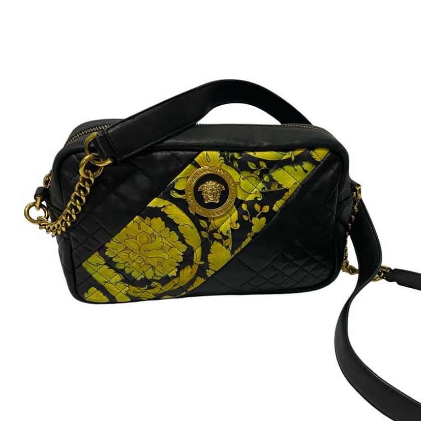 Versace Camera Bag Black Leather Very good condition - Front View