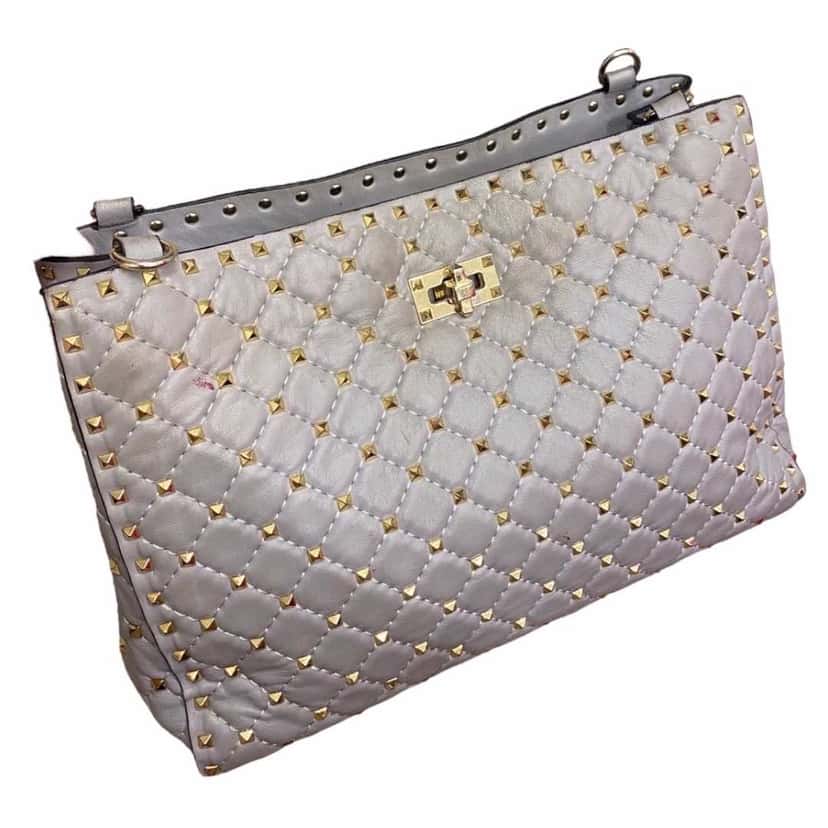 Valentino Garavani Rockstud bag Grey Leather Metal Fair condition - Front View
