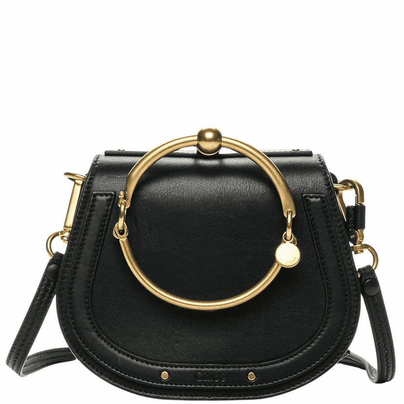 Chloé Nile shoulder bag Black Leather Gold Very good condition - Front View