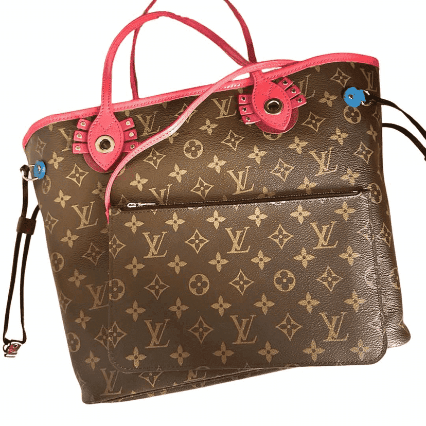 Louis Vuitton Neverfull Brown Canvas Silver Very good condition - Front View