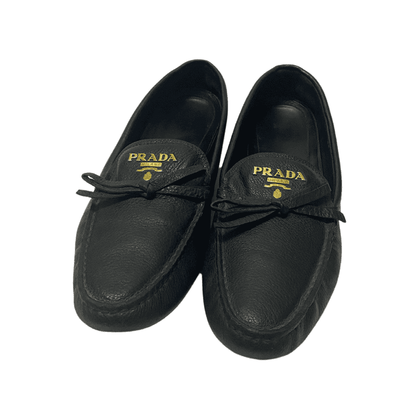 Prada Bow Loafers Black Leather Very good condition - Front View