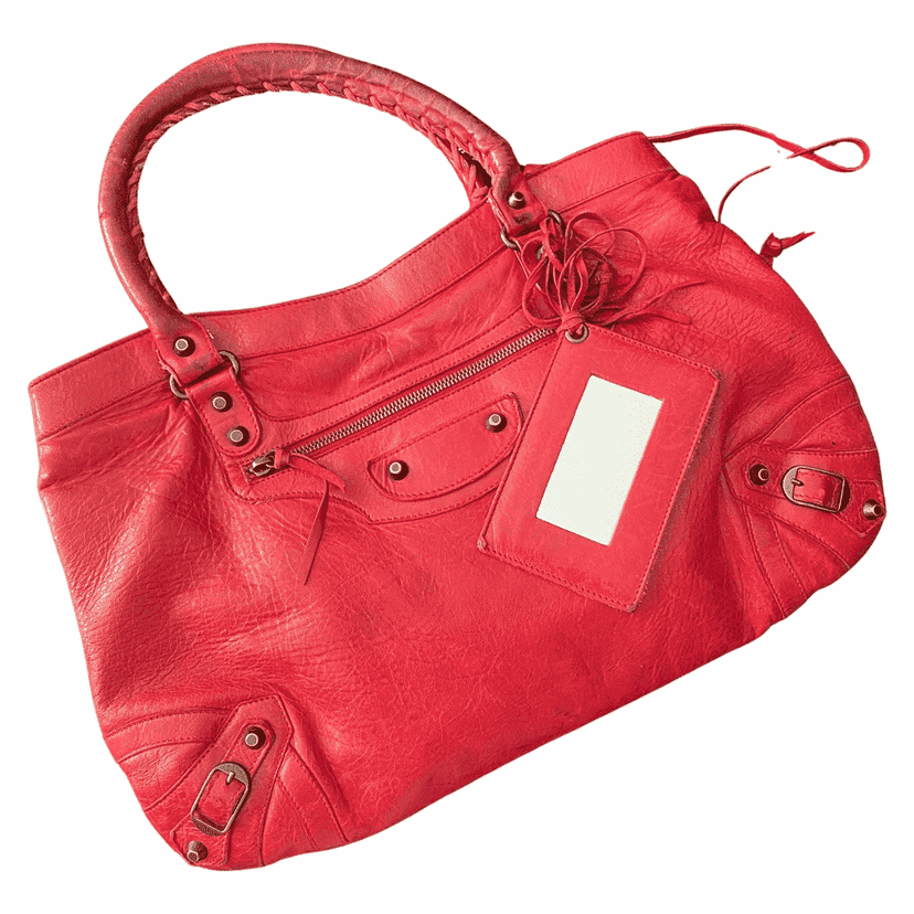 Balenciaga City Red Leather Metal Good condition - Front View