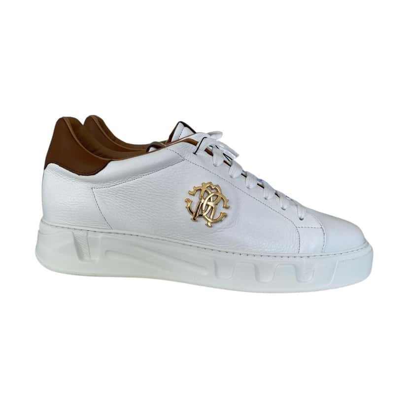 Roberto Cavalli Sneakers White Leather Never worn, with tag - Front View