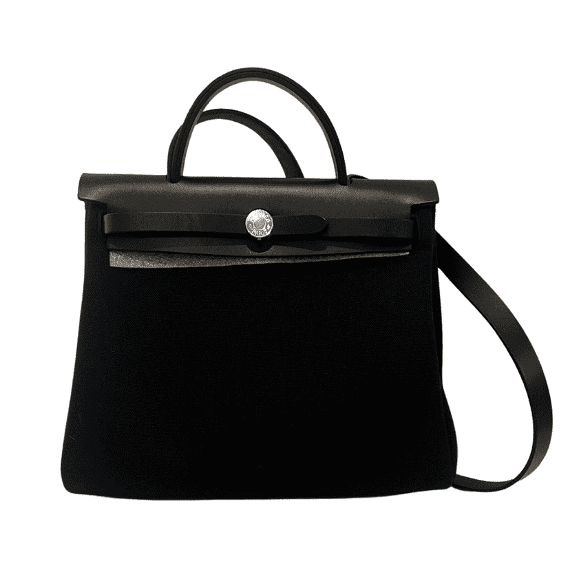 Hermès Herbag Black Leather Palladium Never worn - Front View