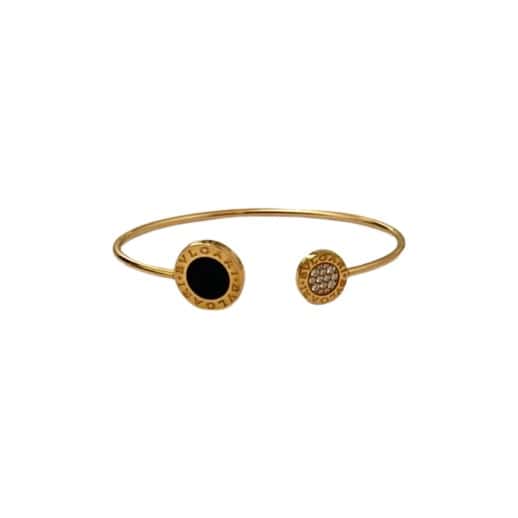 Bvlgari 18K Rose Gold Diamond Onyx Bracelet Other Gold Diamond Never worn - Front View