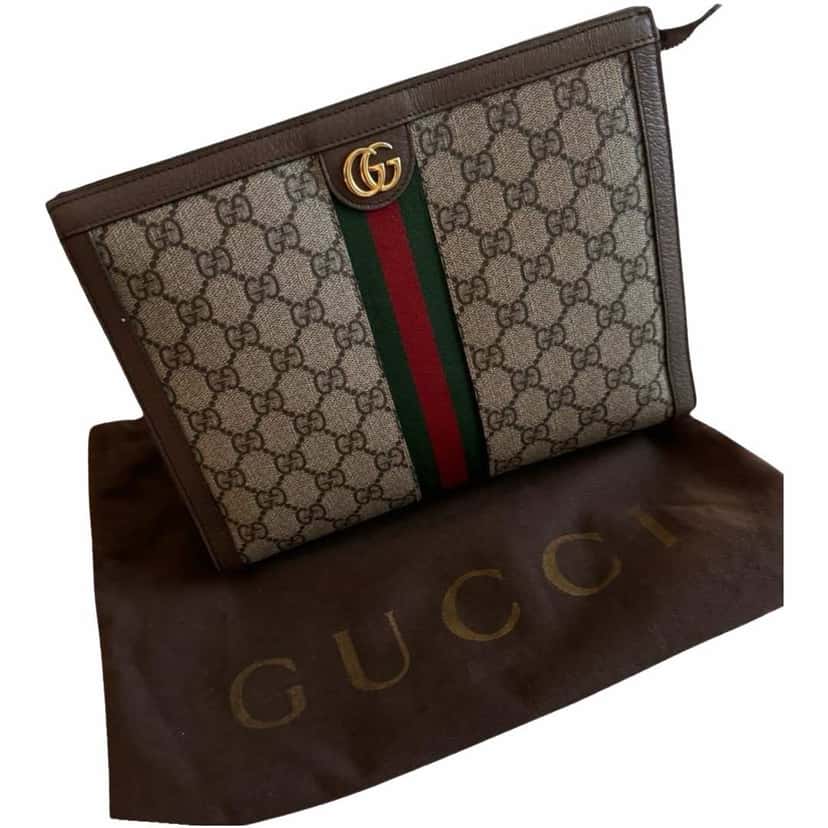 Gucci Ophedia Clutch MultiColor Canvas Leather Never worn - Front View