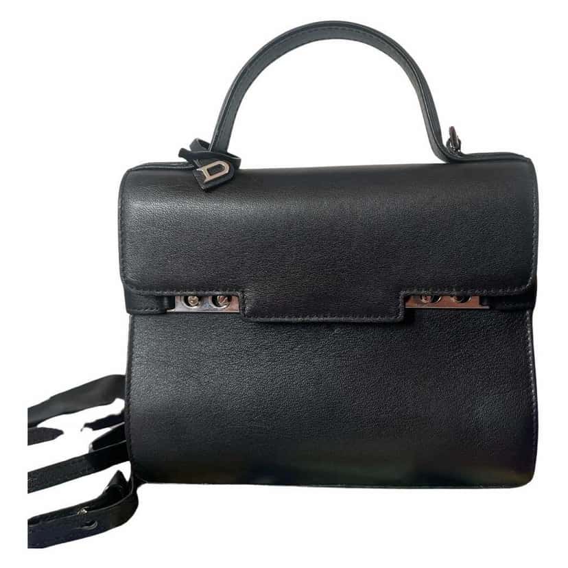 Delvaux Tempete Small Black Leather Palladium Very good condition - Front View