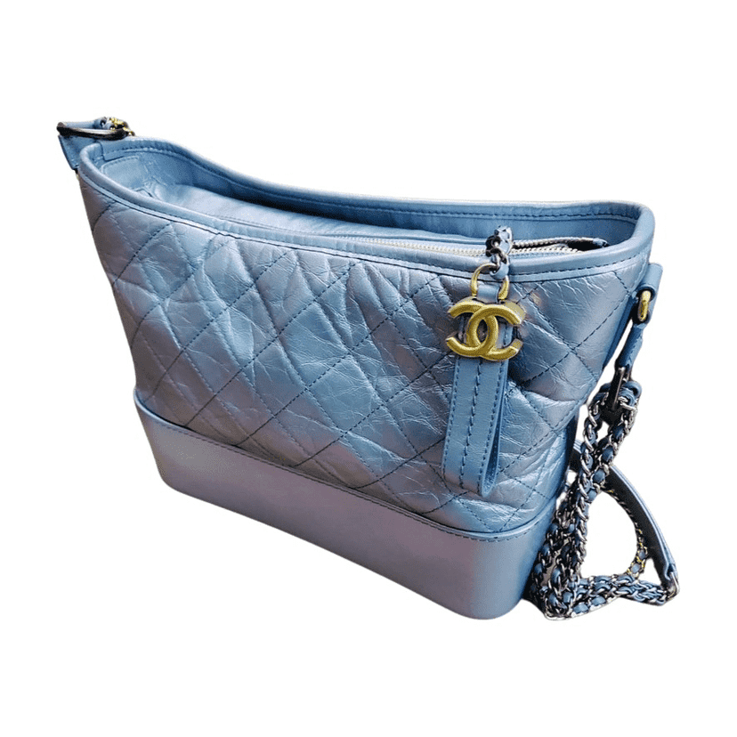 Chanel Gabrielle Blue Leather Metal Good condition - Front View