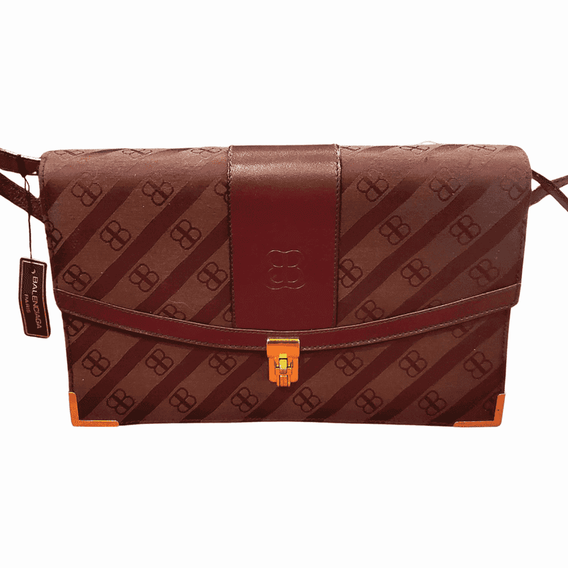 Balenciaga Vintage Bag Burgundy Canvas Gold Fair condition - Front View
