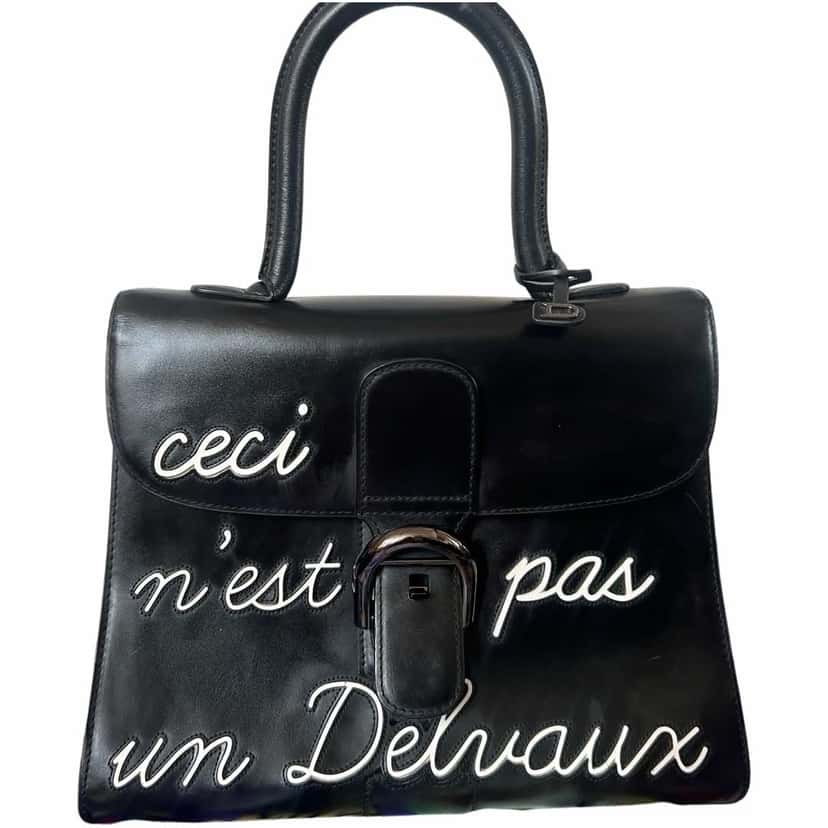 Delvaux Brillant L'Humour MM Black Leather Palladium Good condition - Front View