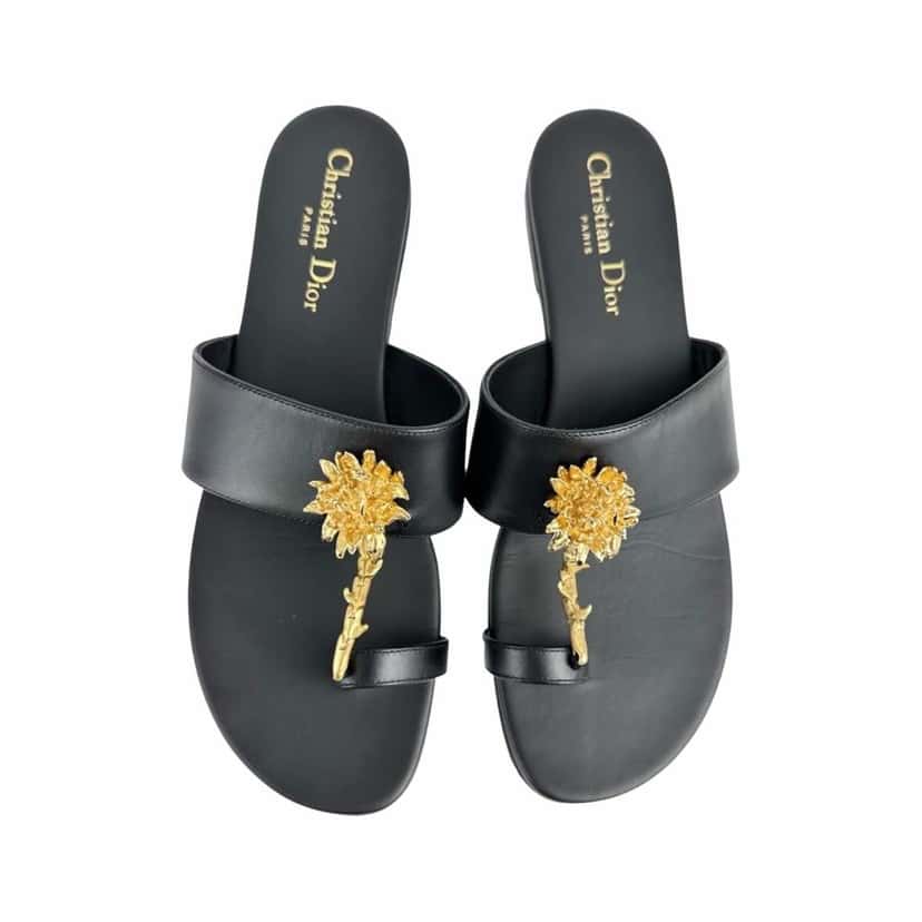 Dior Jardin slides Black Leather Very good condition - Front View