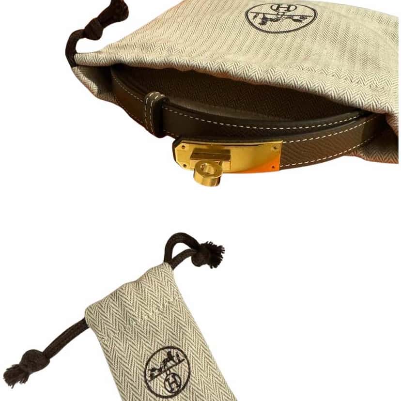 Hermès H Kelly belt Grey Leather Gold Never worn, with tag - Front View