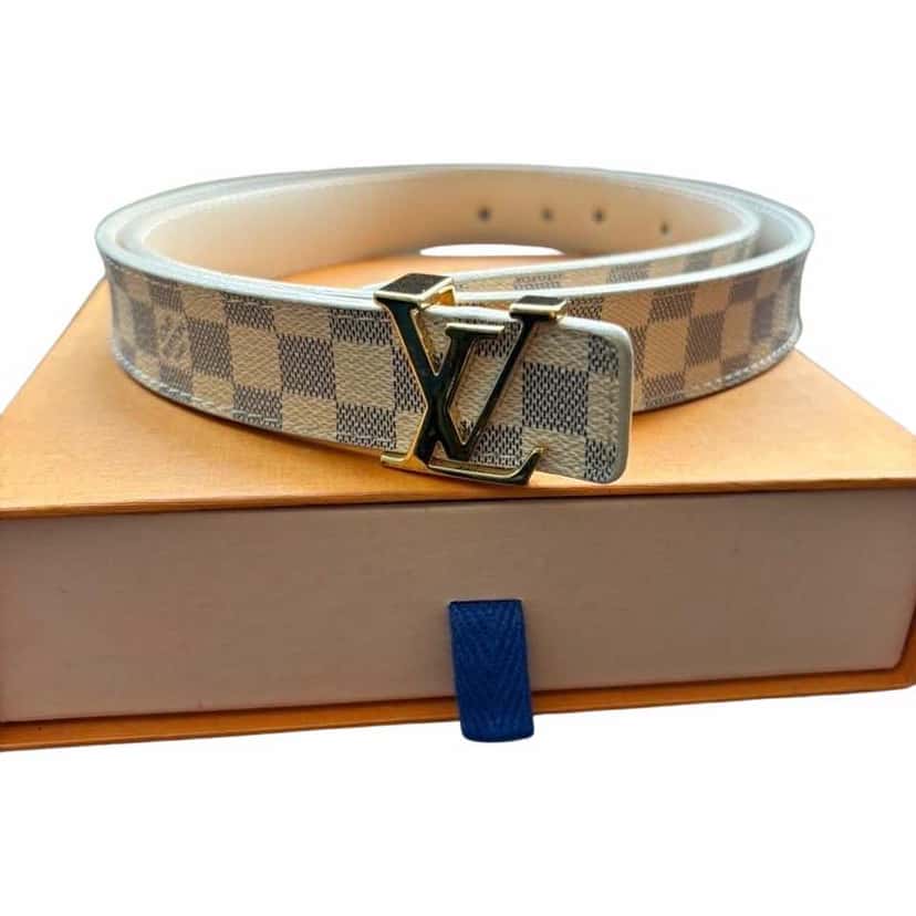 Louis Vuitton LV belt Initiales Beige Canvas Gold Very good condition - Front View
