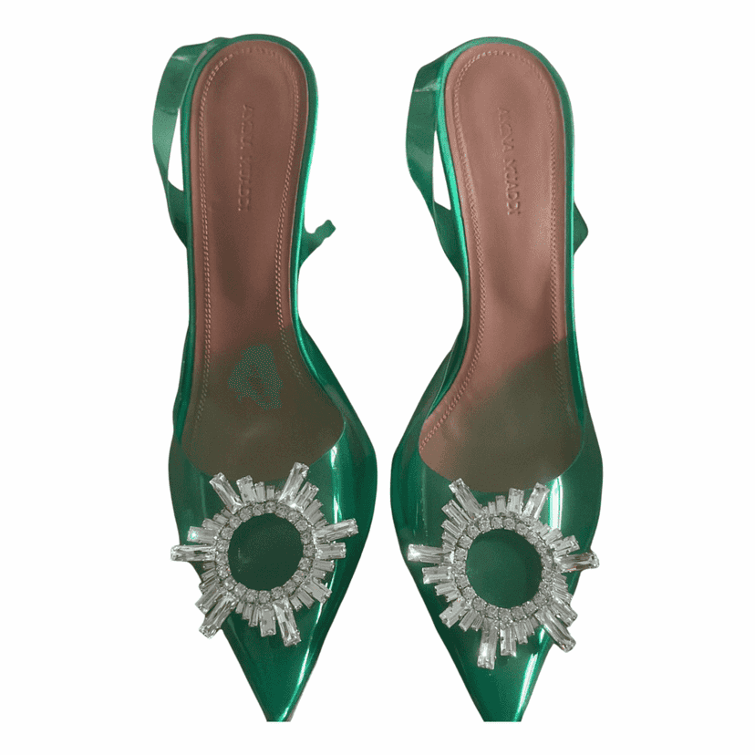 Amina Muaddi Begum Slingback Pumps Green Good condition - Front View