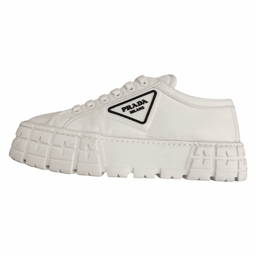 Prada Double Wheel Sneakers White Leather Very good condition - Front View