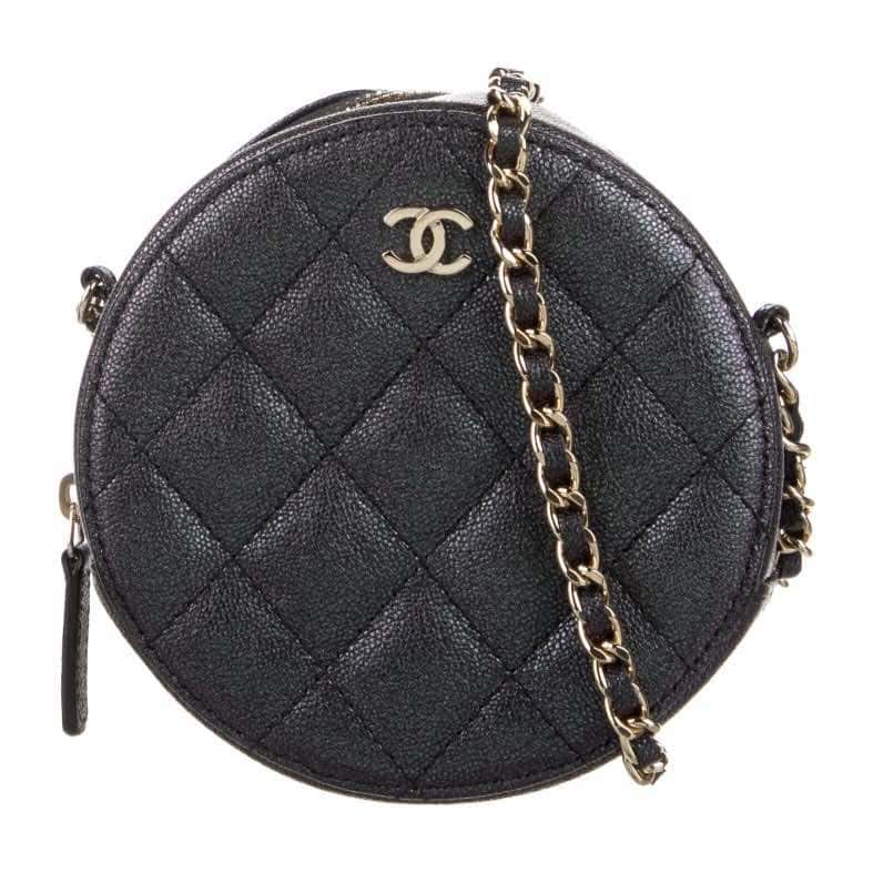 Chanel Coin Bag Black Leather Metal Good condition - Front View