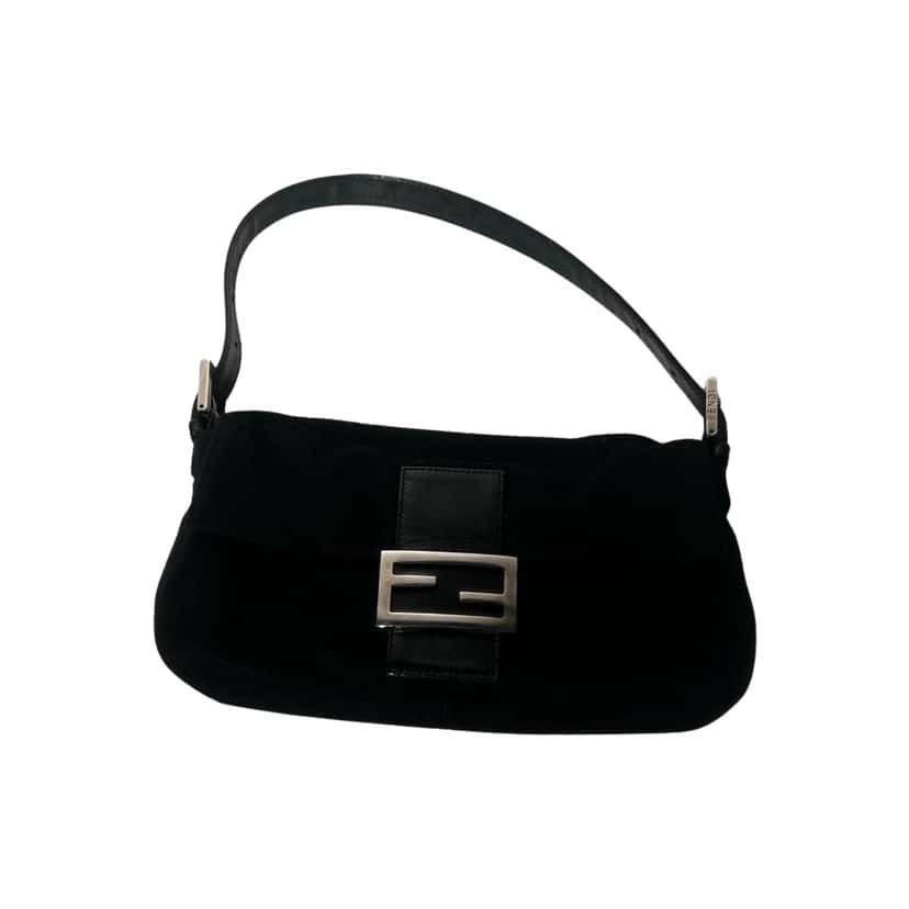 Fendi Baguette Black Suede Leather Good condition - Front View
