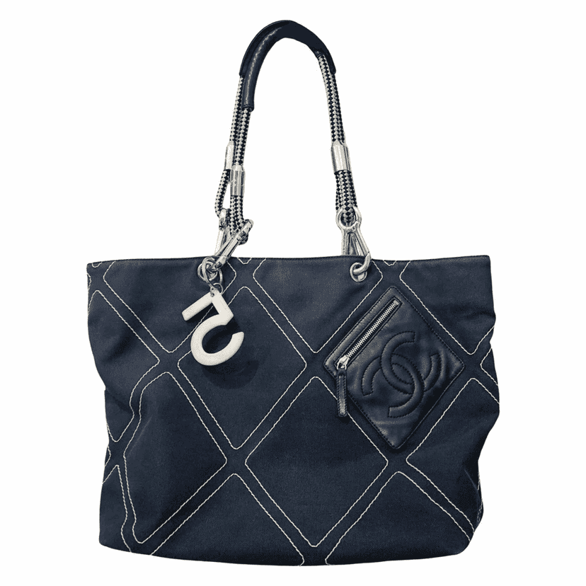 Chanel Timeless Tote Navy Denim Metal Very good condition - Front View
