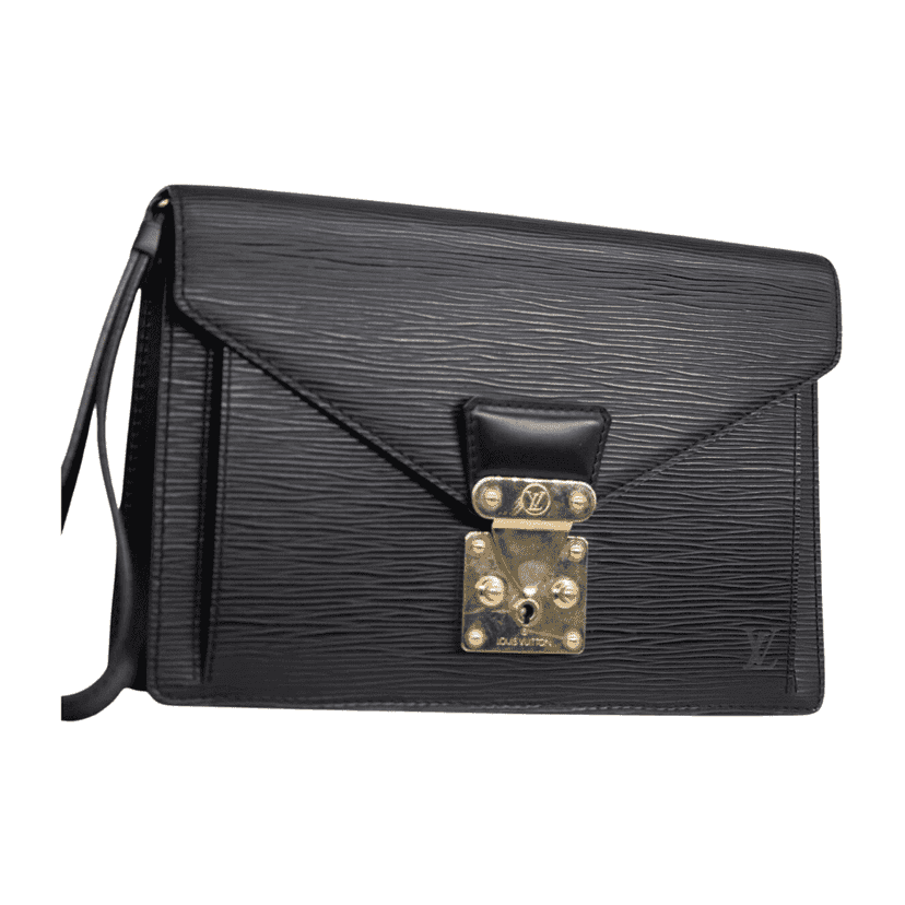 Louis Vuitton Dragonne Pochette Black Leather Metal Good condition - Front View