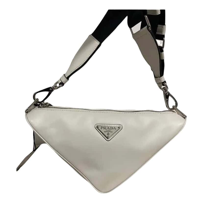Prada Triangle White Leather Never worn, with tag - Front View