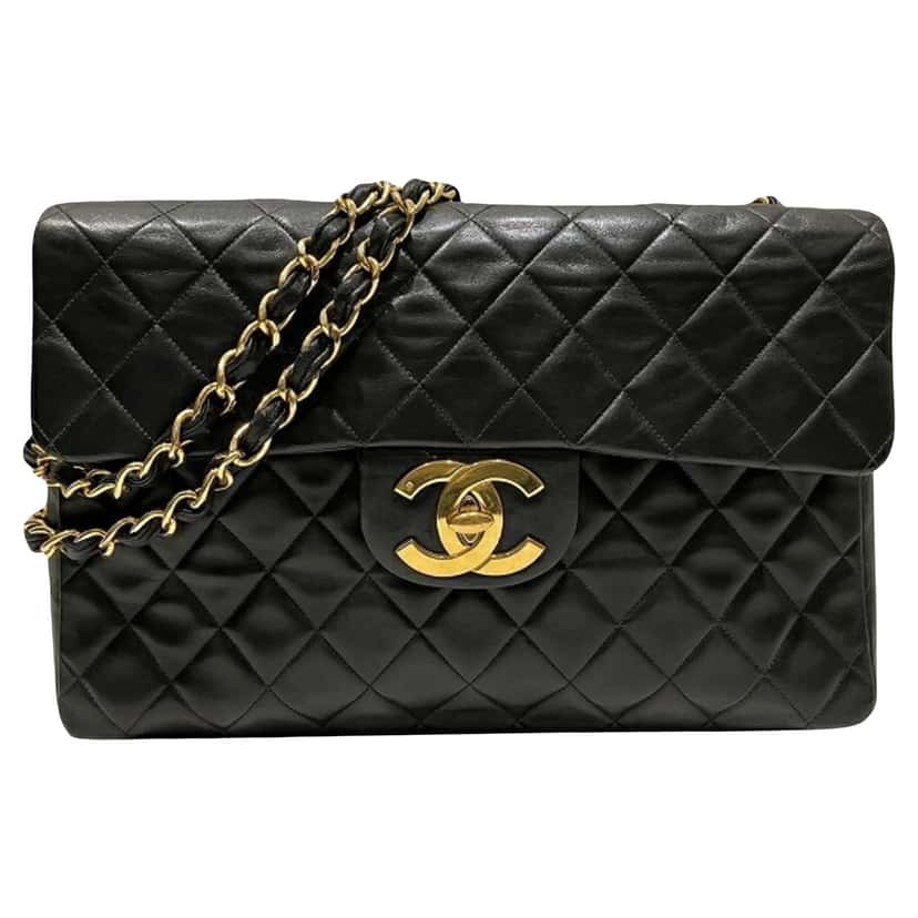 Chanel Jumbo Black Leather Good condition - Front View
